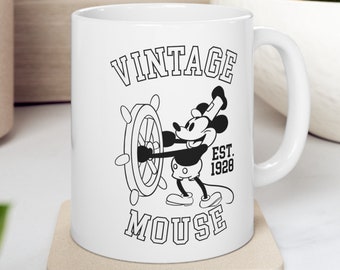 Vintage Steamboat Willie Ceramic Mug 11oz, Original Cartoon Mouse Character, Steamboat Willie Mug gift, Coffee or Hot Chocolate Mug, Tea Mug
