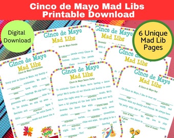 Cinco de Mayo Mad Libs Printable, Cinco de Mayo Party Games, Printable Download Game for Kids, Classroom, Youth Groups, Mad Libs