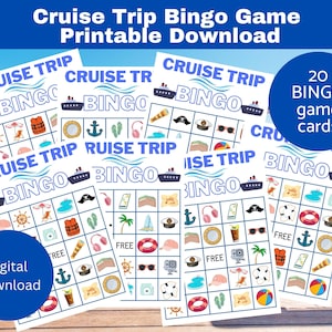 Cruise Bingo Game - 20 einzigartige Bingo-Karten für endlose Reiseunterhaltung, Kreuzfahrt-Bingo-Aktivität, sofortiger Download, Kreuzfahrtschiff-Spiele