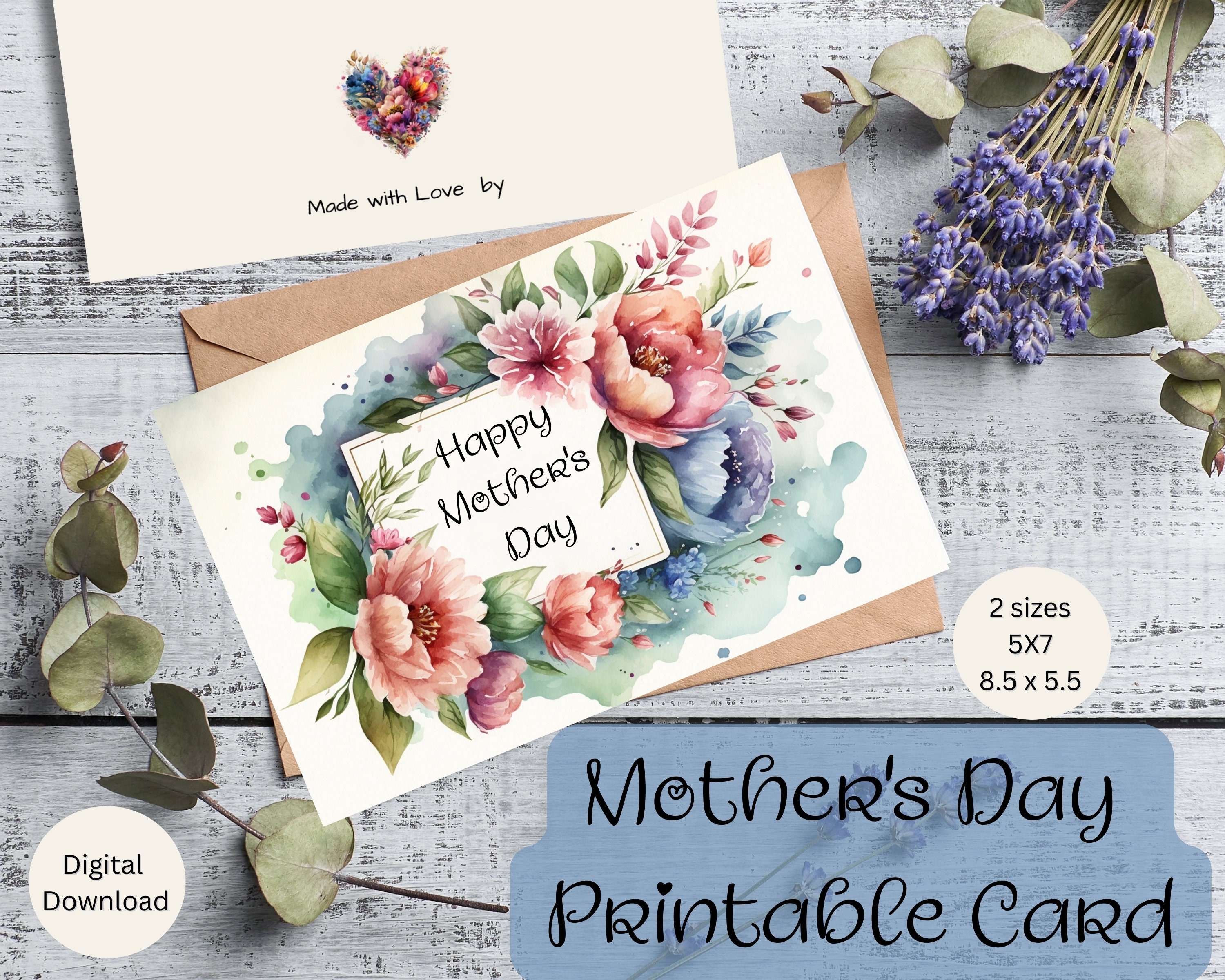 Mother's Day Card Printable Instant Download 5x7 and - Etsy