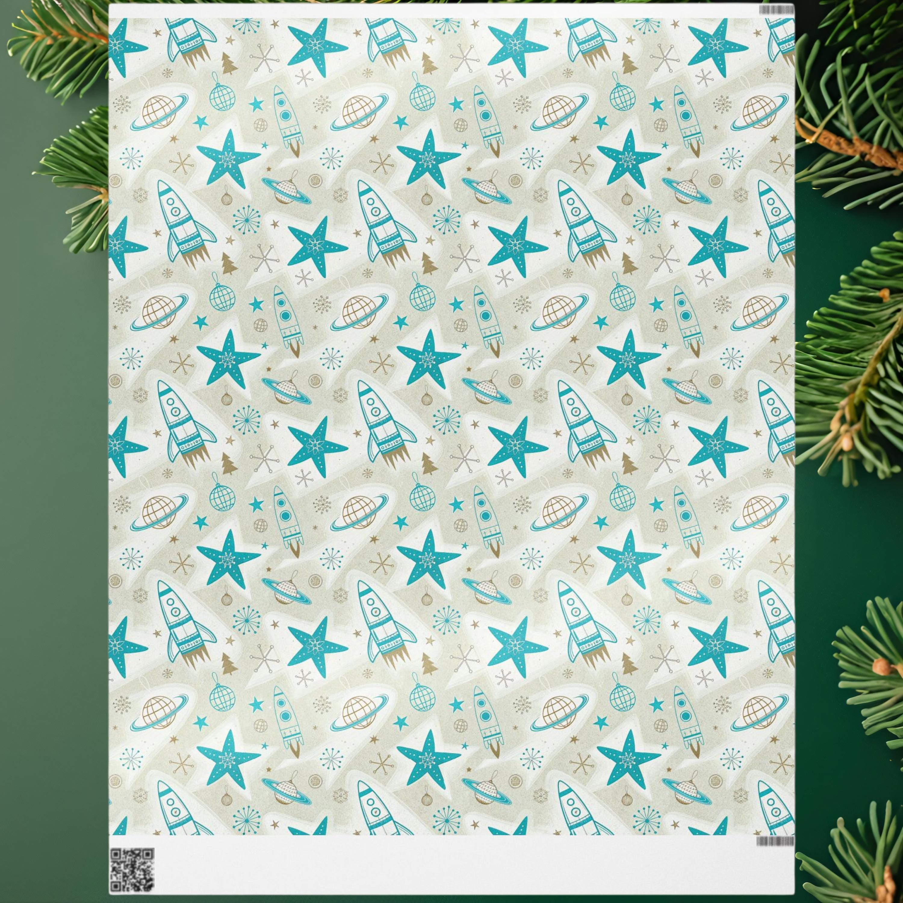 Atomic Christmas Wrapping Paper, Mid Century Modern Gift Wrap, Retro ...