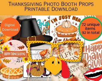 Rekwizyty do fotobudki na Święto Dziękczynienia do wydrukowania, rekwizyty DIY, Friendsgiving, twarze, znaki, usta, zabawne zdjęcie, rekwizyty na imprezę z okazji Święta Dziękczynienia, selfie