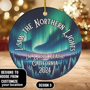 Custom Northern lights 2024 Christmas Ceramic Ornament, Aurora Borealis ornament, Christmas Tree Decor, Northern Lights, Solar Storm 2024
