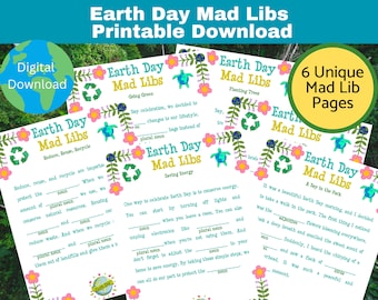 Earth Day Mad Libs druckbare, Earth Day Party Spiele, druckbares Download-Spiel für Kinder, Klassenzimmer, Jugendgruppen, Earth Day, Mad Libs