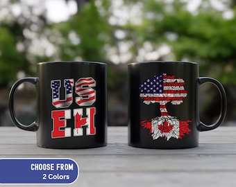 American with Canadian Roots Mug, US EH Mug, American Canadian Mug, Canadian Roots Mug, Ceramic Mug 11oz, heritage gift, Canadian Gift, USEH