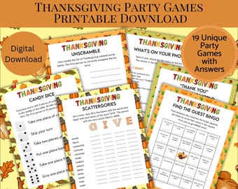 Utskrivbara Thanksgiving-spel, 19 Thanksgiving-festspel, Thanksgiving-spel för vuxna, Festspel för kontoret, Festspel för ungdomsgrupper