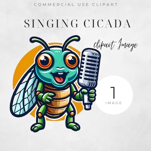 Singing Cicada Clipart, SINGLE IMAGE, Digital Download, Commercial Use, Cicada Clipart, 1 PNG 300 dpi, Singing Cicada png, brood X, Cicada