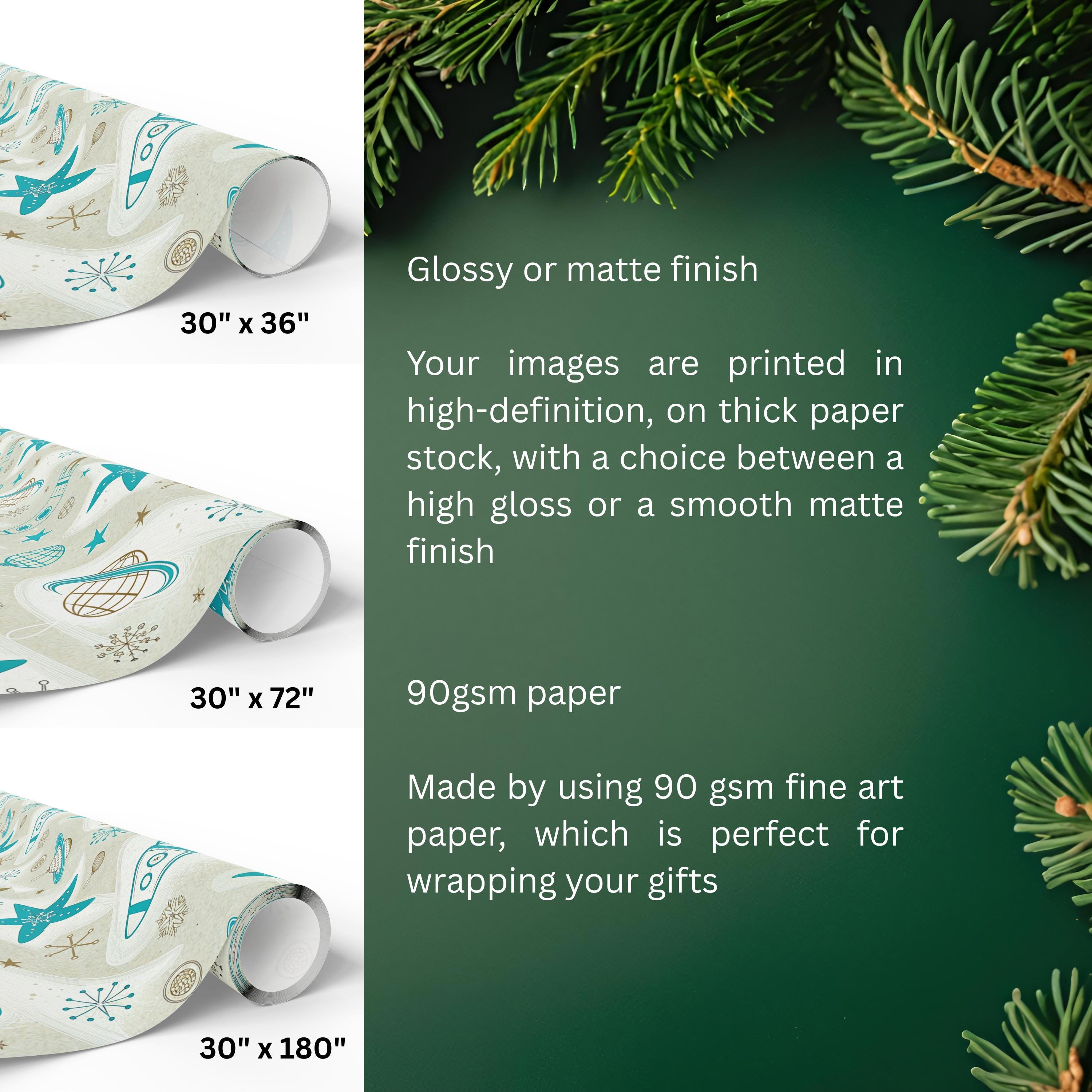 Atomic Christmas Wrapping Paper, Mid Century Modern Gift Wrap, Retro ...
