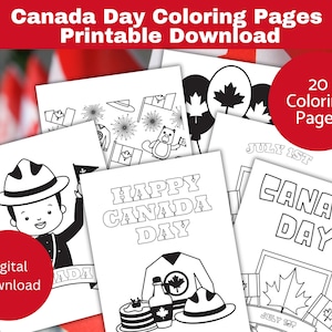 Canada Day Coloring Pages Printable Download (Set of 20) | Patriotic Kids Activity Sheets Canada Day Party coloring pages Youth group July 1