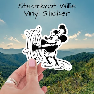 Steamboat Willie Vinyl Sticker, 3&quot; x 2.85&quot; Die Cut Vinyl, Weatherproof & Dishwasher Safe, Durable Sticker for Laptops, Water Bottles, More