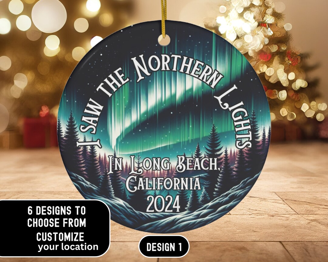 Custom Northern Lights 2024 Christmas Ceramic Ornament, Aurora Borealis ...