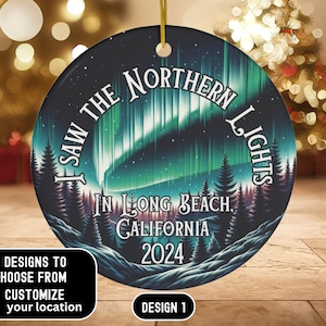 Custom Northern lights 2024 Christmas Ceramic Ornament, Aurora Borealis ornament, Christmas Tree Decor, Northern Lights, Solar Storm 2024