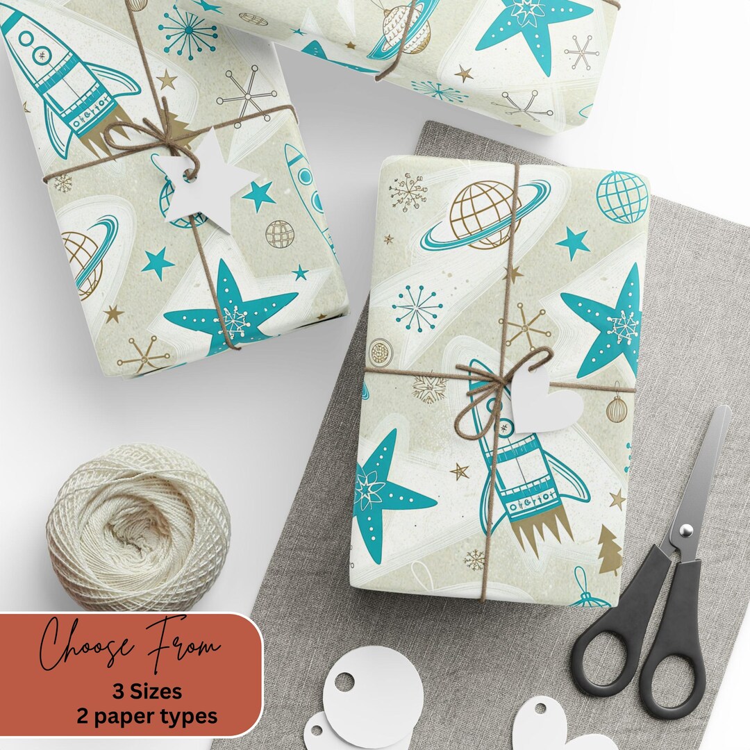 Atomic Christmas Wrapping Paper, Mid Century Modern Gift Wrap, Retro ...