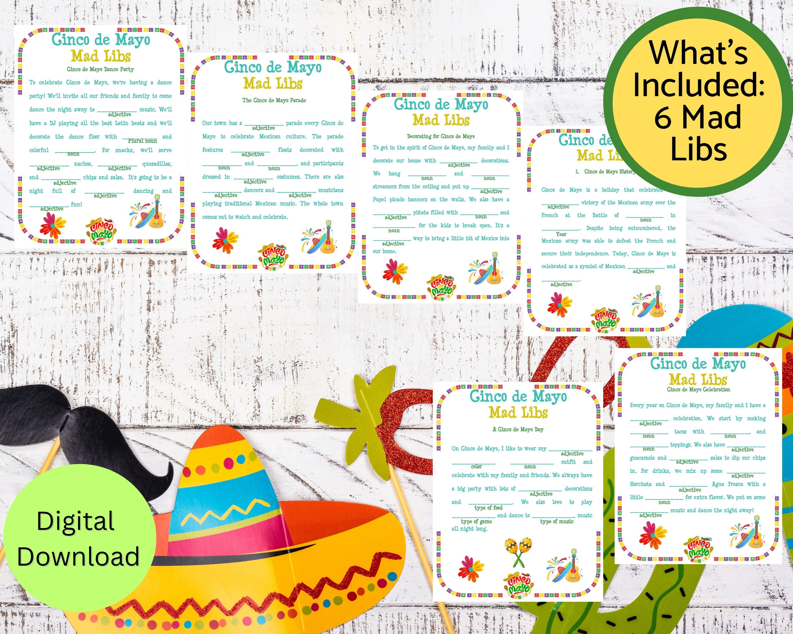 Cinco De Mayo Mad Libs Printable, Cinco De Mayo Party Games, Printable ...