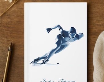 Personalized Speed Skater Journal, Custom Name Ice Skating Notebook, Hardcover Skater Training Log, Gift for Speed Skater, Lined Journal