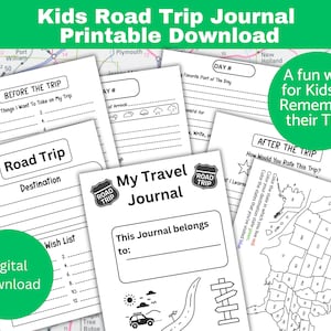 Kids Road Trip Travel Journal printable, Road Trip activity, Printable Download for Kids, Road Trip Journal, encourages observation skills