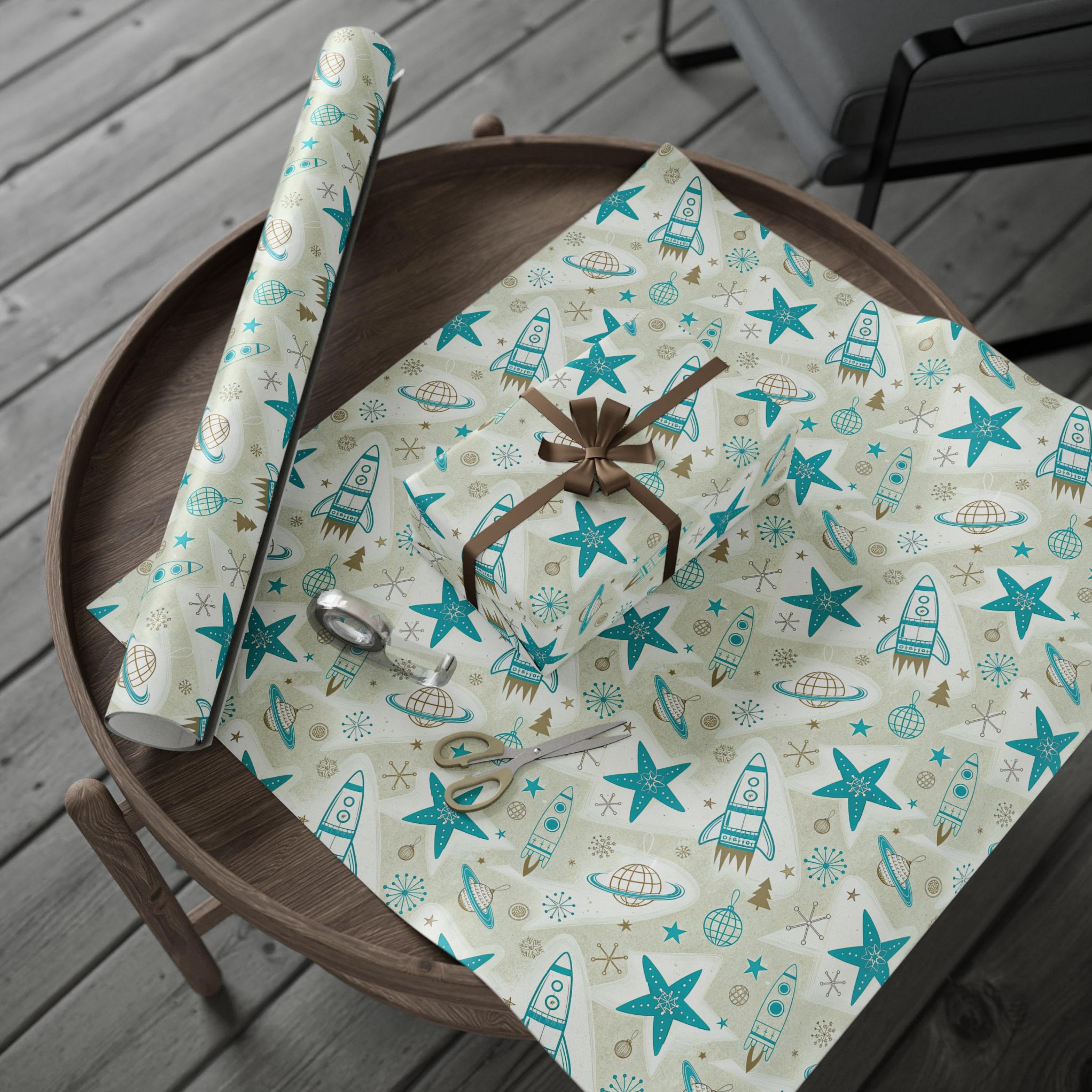 Atomic Christmas Wrapping Paper, Mid Century Modern Gift Wrap, Retro ...