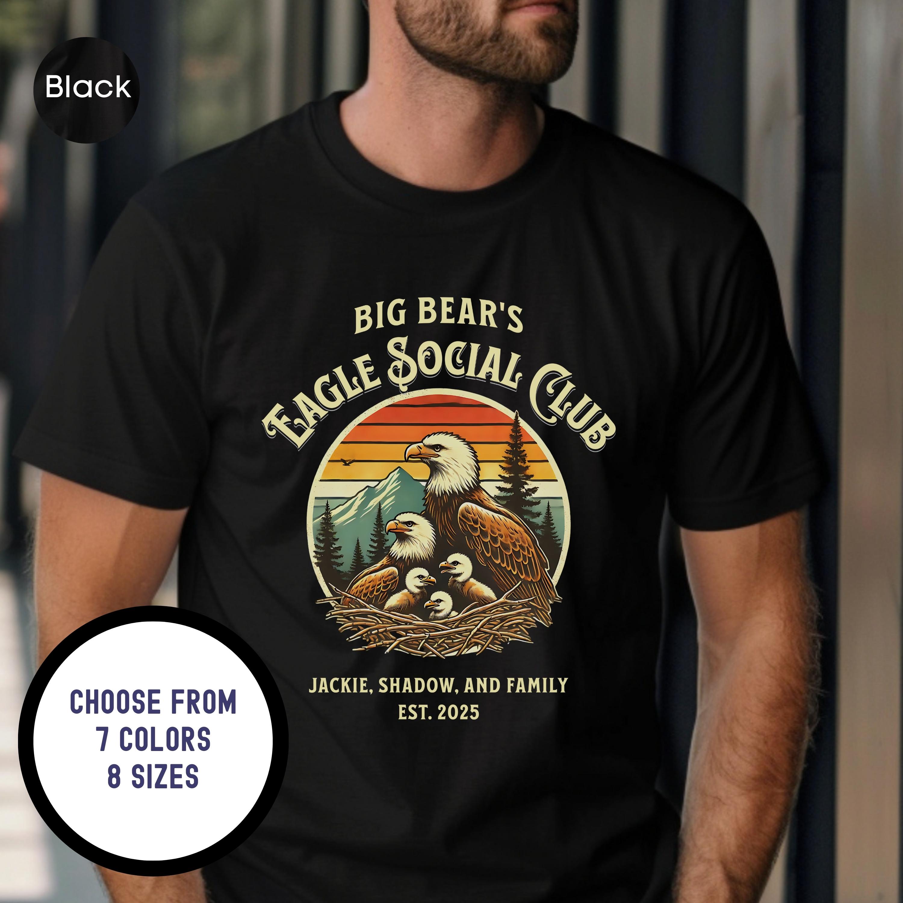 Koszulka Big Bear Eagle Social Club, styl retro vintage Jackie i Shadow i rodzina, Big Bear Bald Eagle, prezent Big Bear Lake, prezent dla miłośnika orłów