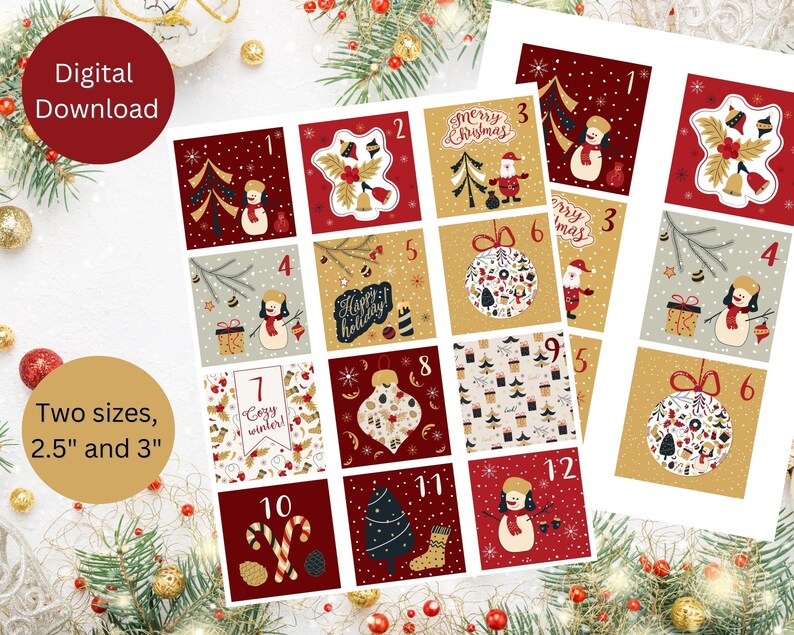 Advent Calendar Printable, Advent Calendar Numbers, Advent, Advent ...