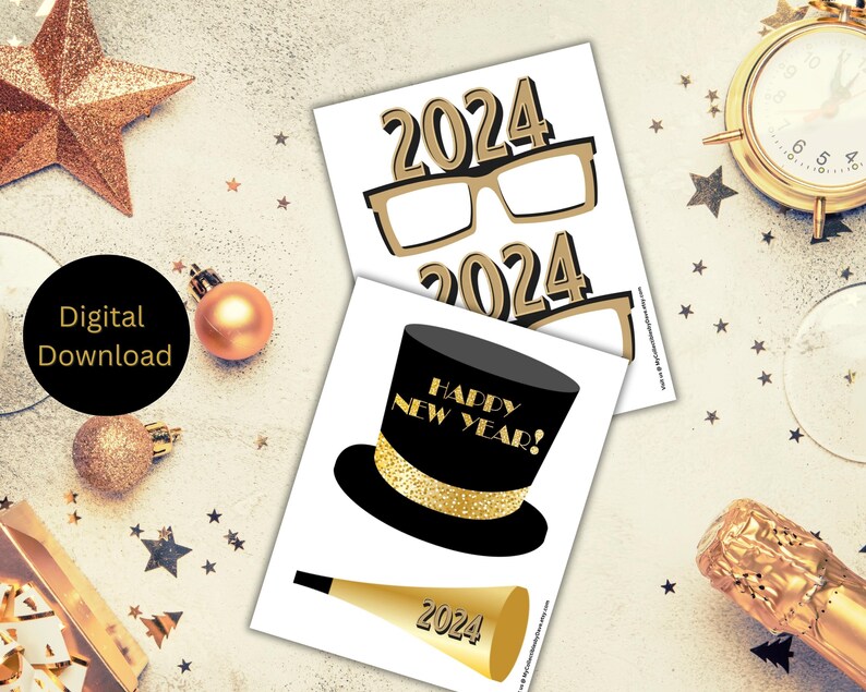 New Years Eve Party Photo Booth Props Printable Download Instant DIY ...