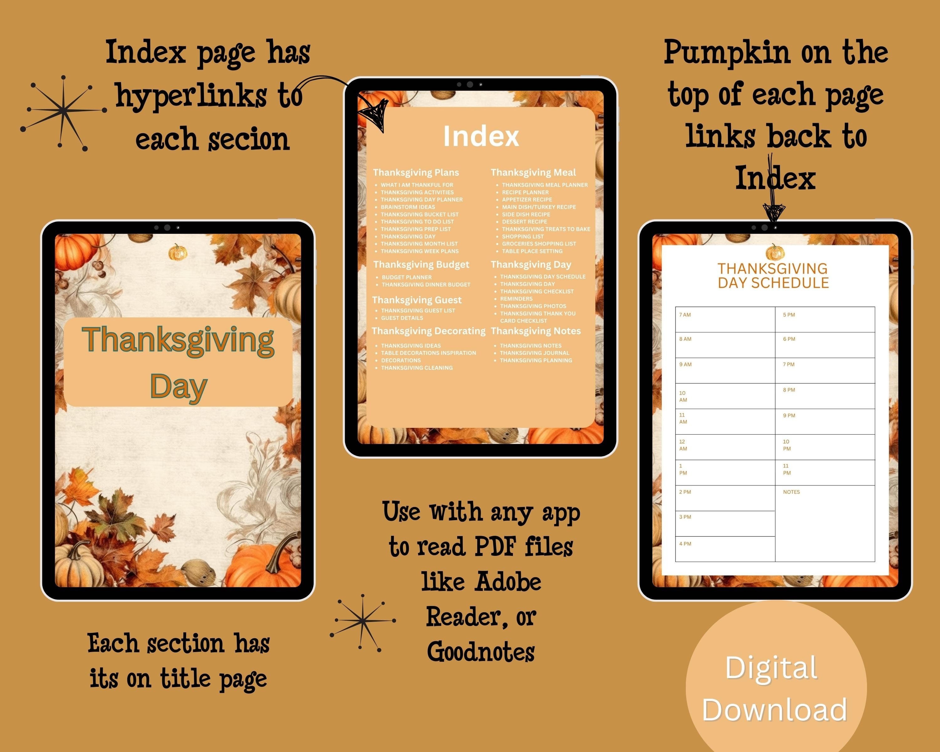 Thanksgiving Planner Printable Digital Thanksgiving Planner - Etsy