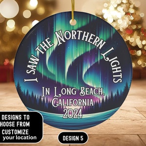 Custom Northern lights 2024 Christmas Ceramic Ornament, Aurora Borealis ornament, Christmas Tree Decor, Northern Lights, Solar Storm 2024