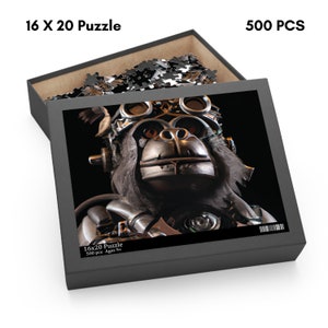 Steampunk Gorilla Jigsaw Puzzle, 120, 252, 500 pieces jigsaw puzzle, Puzzle for Adults, Puzzle Gift, Mechanical Ape Jigsaw Puzzle, jigsaw