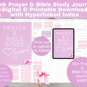 Digital Prayer and Bible Study Journal, Hyperlinked Prayer Journal, Printable, Daily Devotional, Scripture Prompts, Christian Prayer Journal