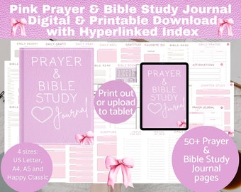 Digitales Gebets- und Bibelstudienjournal, Hyperlinked Prayer Journal, bedruckbar, tägliche Andacht, Schriftstellen, christliches Gebetstagebuch