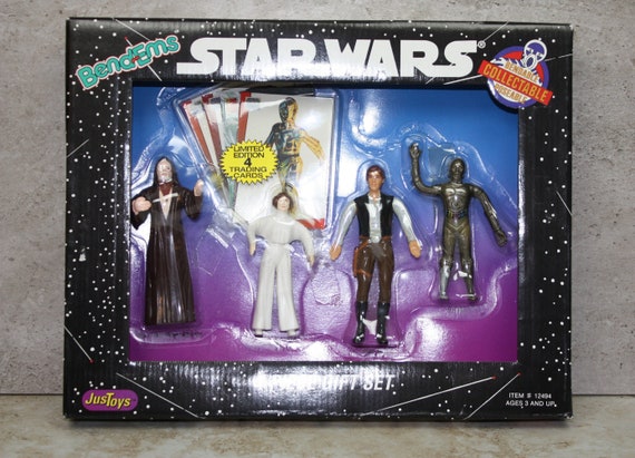 Star Wars Bend Ems 4-piece Collector Set With 4 Topps Cards, Obi