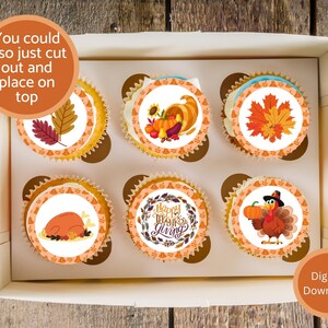 Thanksgiving Cupcake Topper Printable Download, 12 Designs, 2 Inch Each ...