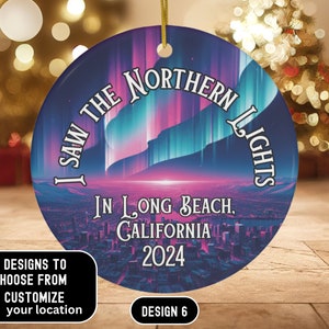 Custom Northern lights 2024 Christmas Ceramic Ornament, Aurora Borealis ornament, Christmas Tree Decor, Northern Lights, Solar Storm 2024