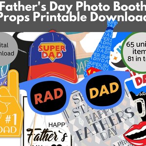 Fathers Day Photo Booth Props Printable Download, DIY Props, Father&#39;s Day, Hats, signs, lips, Fun Photo, Dad&#39;s Day, Fathers Day Party props