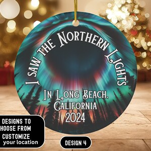 Custom Northern lights 2024 Christmas Ceramic Ornament, Aurora Borealis ornament, Christmas Tree Decor, Northern Lights, Solar Storm 2024