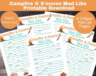 Campfire & S&#39;mores Mad Libs Printable, Campfire Party Games, Printable Download Game for Kids, Classroom, Youth Groups, Mad Libs for camp