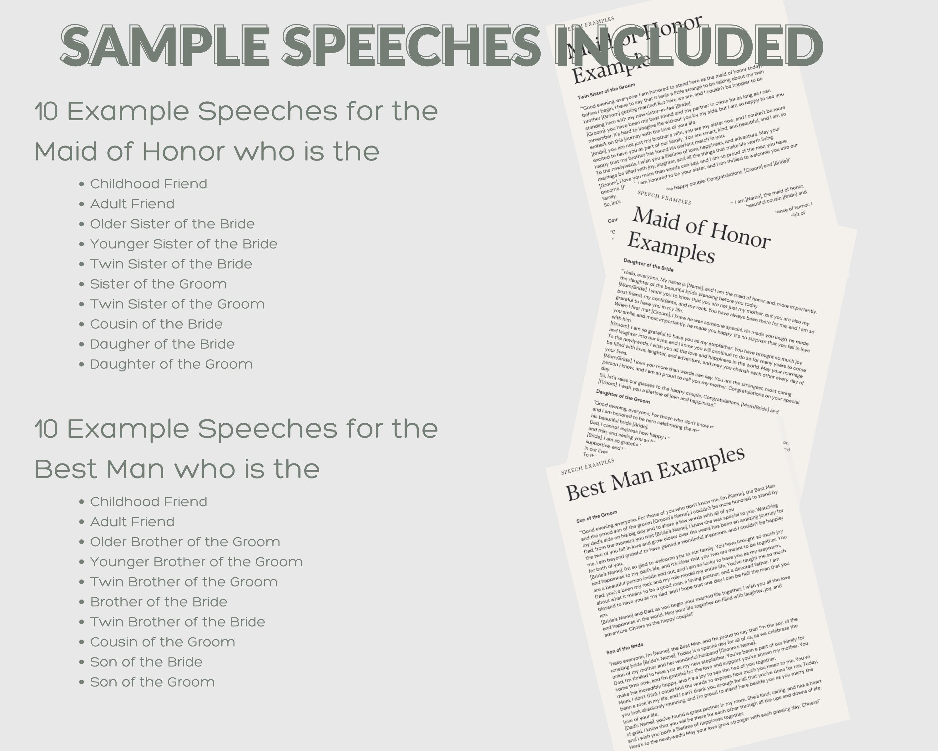 Maid of Honor Wedding Speech Template, Best Man Speech Template ...