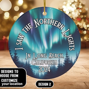 Custom Northern lights 2024 Christmas Ceramic Ornament, Aurora Borealis ornament, Christmas Tree Decor, Northern Lights, Solar Storm 2024