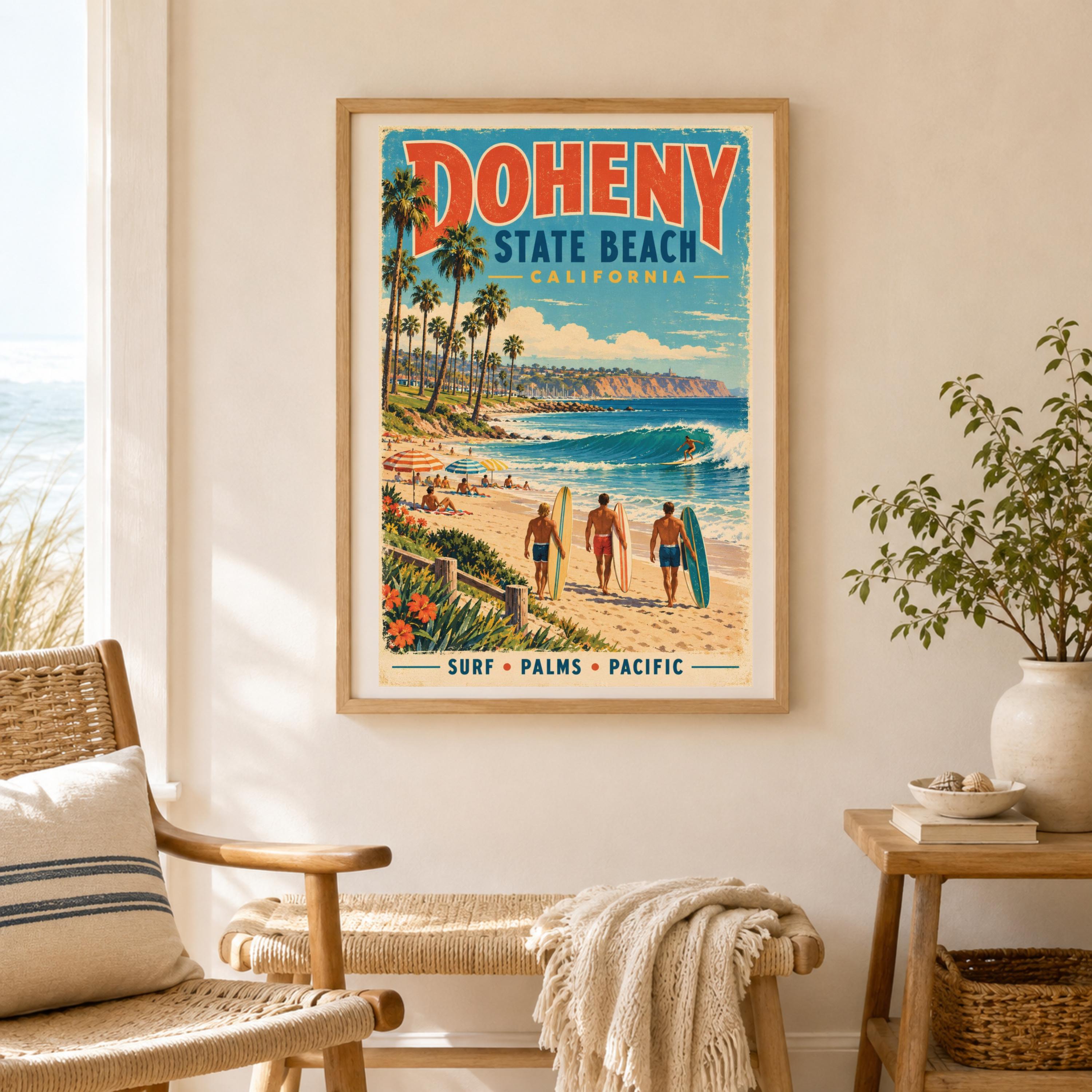 Vintage California Surf Poster - Etsy