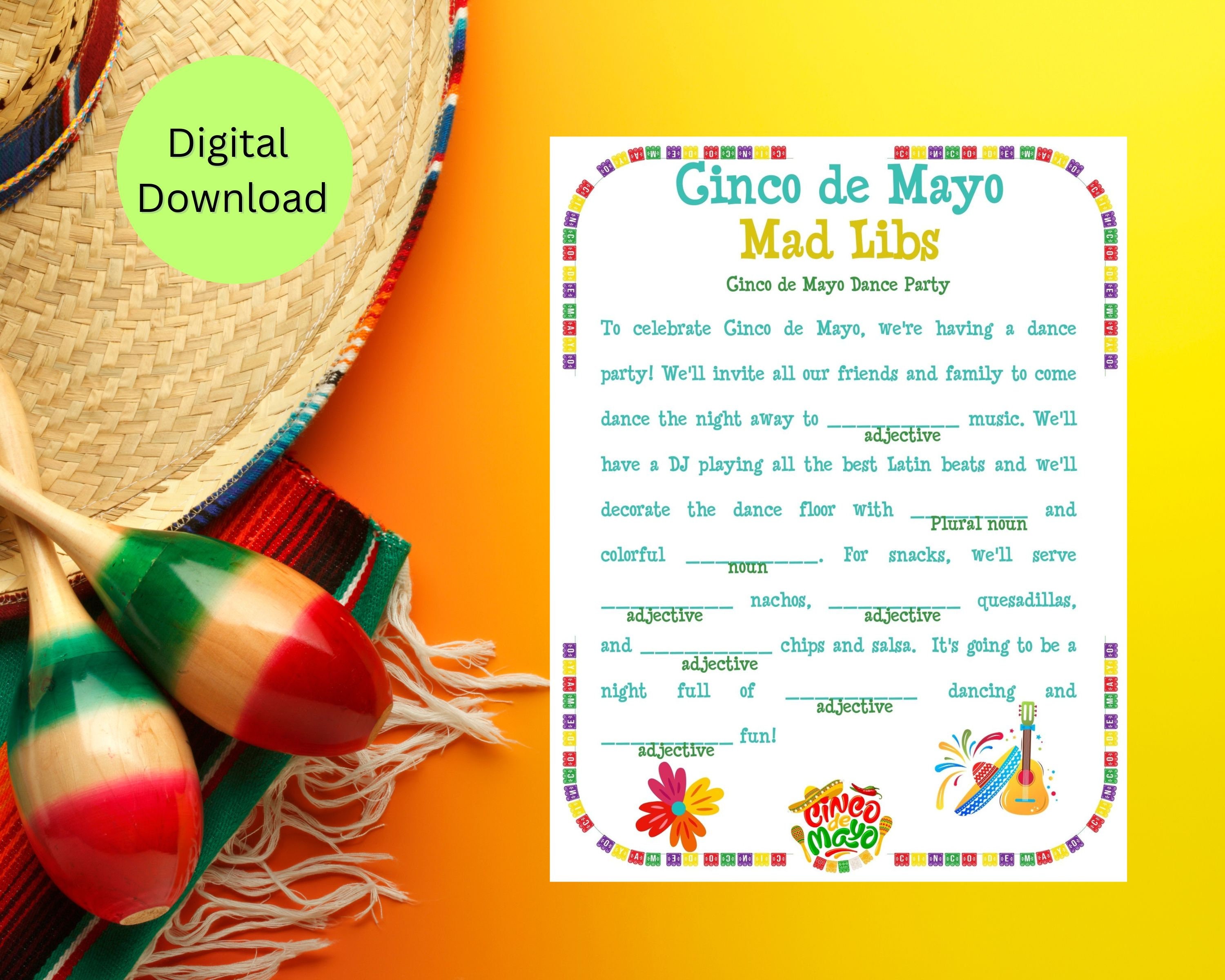 Cinco De Mayo Mad Libs Printable, Cinco De Mayo Party Games, Printable ...