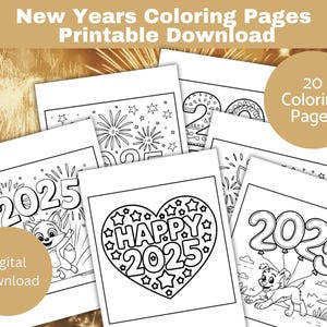 New Years Coloring Pages Printable Download (Set of 20) | New Years Kids Activity Sheets, New Years Eve Party coloring pages, Youth group