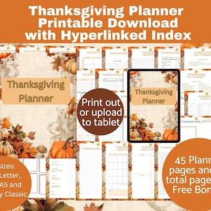 Thanksgiving Planner Printable, Digital Thanksgiving Planner, Budget Planner, Thanksgiving Dinner Planner, Party Menu Planner, Friendsgiving