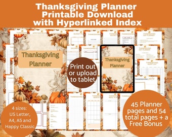 Thanksgiving Planner Printable, Digital Thanksgiving Planner, Budget Planner, Thanksgiving Dinner Planner, Party Menu Planner, Friendsgiving