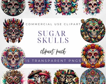 Imágenes Prediseñadas de calavera de azúcar, Imágenes prediseñadas del Día de los Muertos, Imágenes prediseñadas de calavera floral, Uso comercial, Imágenes prediseñadas del Día de los Muertos, 15 PNG 300 ppp, Calavera png