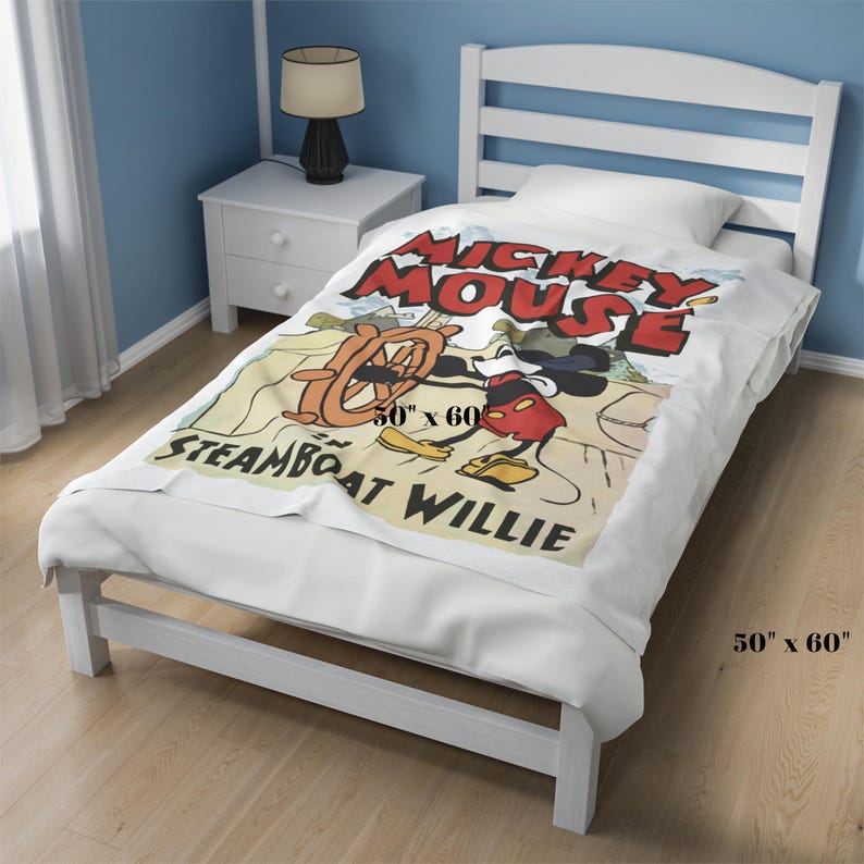 Velveteen Plush Blanket Steamboat Willie Blanket, Soft Throw for Disney