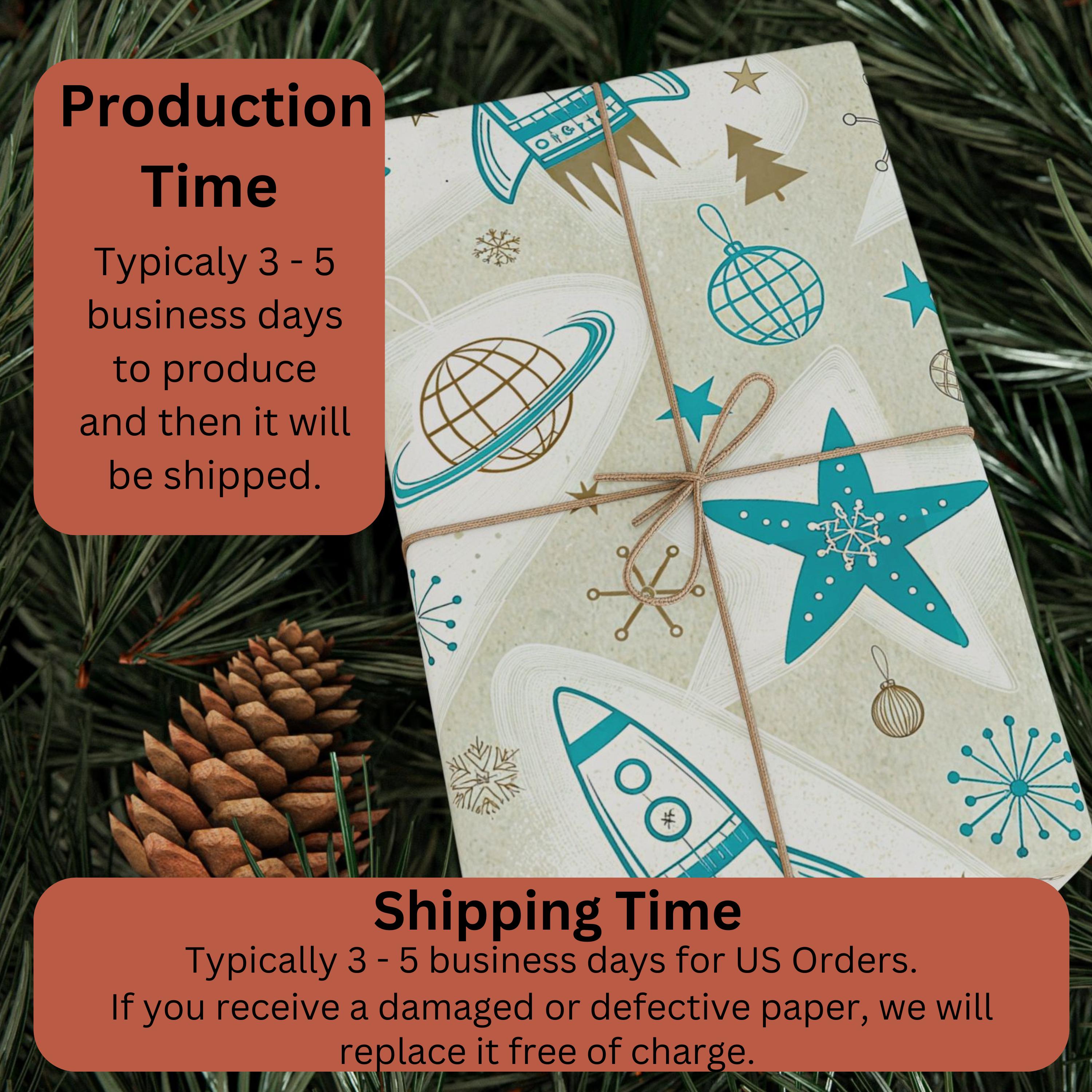 Atomic Christmas Wrapping Paper, Mid Century Modern Gift Wrap, Retro ...