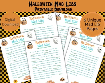 Halloween Mad Libs Printable, Halloween Party Games, Printable Download Game for Kids, Classroom, Youth Groups, Mad Libs for Halloween