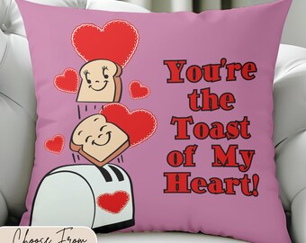 Cute Retro Valentine Toast Pillow Valentine's Day Decor, Romantic Home Accent, Heart Throw Cushion, Love Gift, Decorative Sofa Pillow