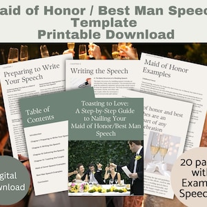 Maid of Honor Wedding Speech template, Best Man Speech Template, Wedding Speech Examples, How to guide and outline Wedding Speech download