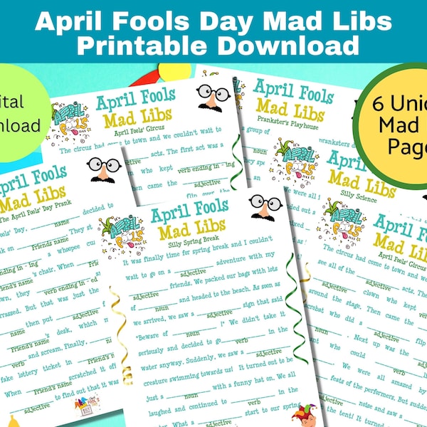 April Fool's Day Mad Libs Printable, April Fools Party Games, Printable Download Game for Kids, Classroom, Youth Groups, April 1st, Mad Libs