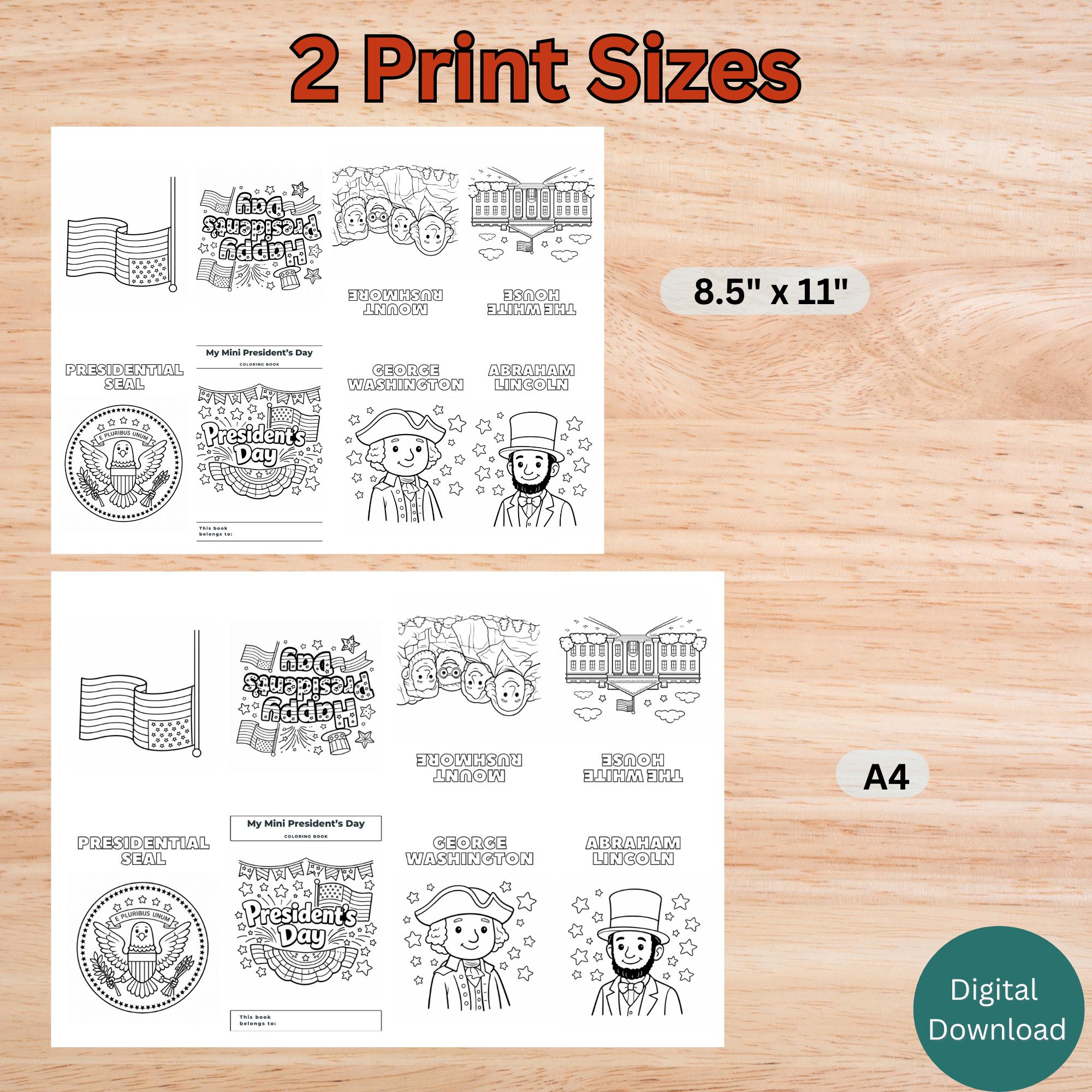 President Mini Clips Mini President's Day Coloring Book, Printable President’s Day Coloring ...